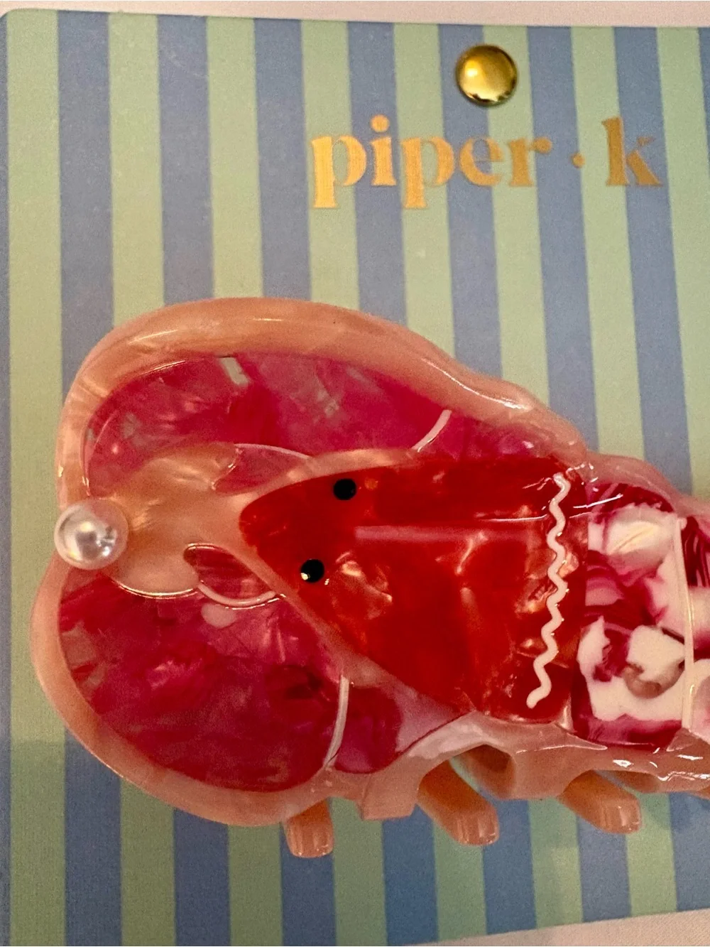 Piper K Viral Lobster Hair Clip Large Claw Double Sided Red Pink Faux Pearl NEW